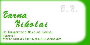 barna nikolai business card